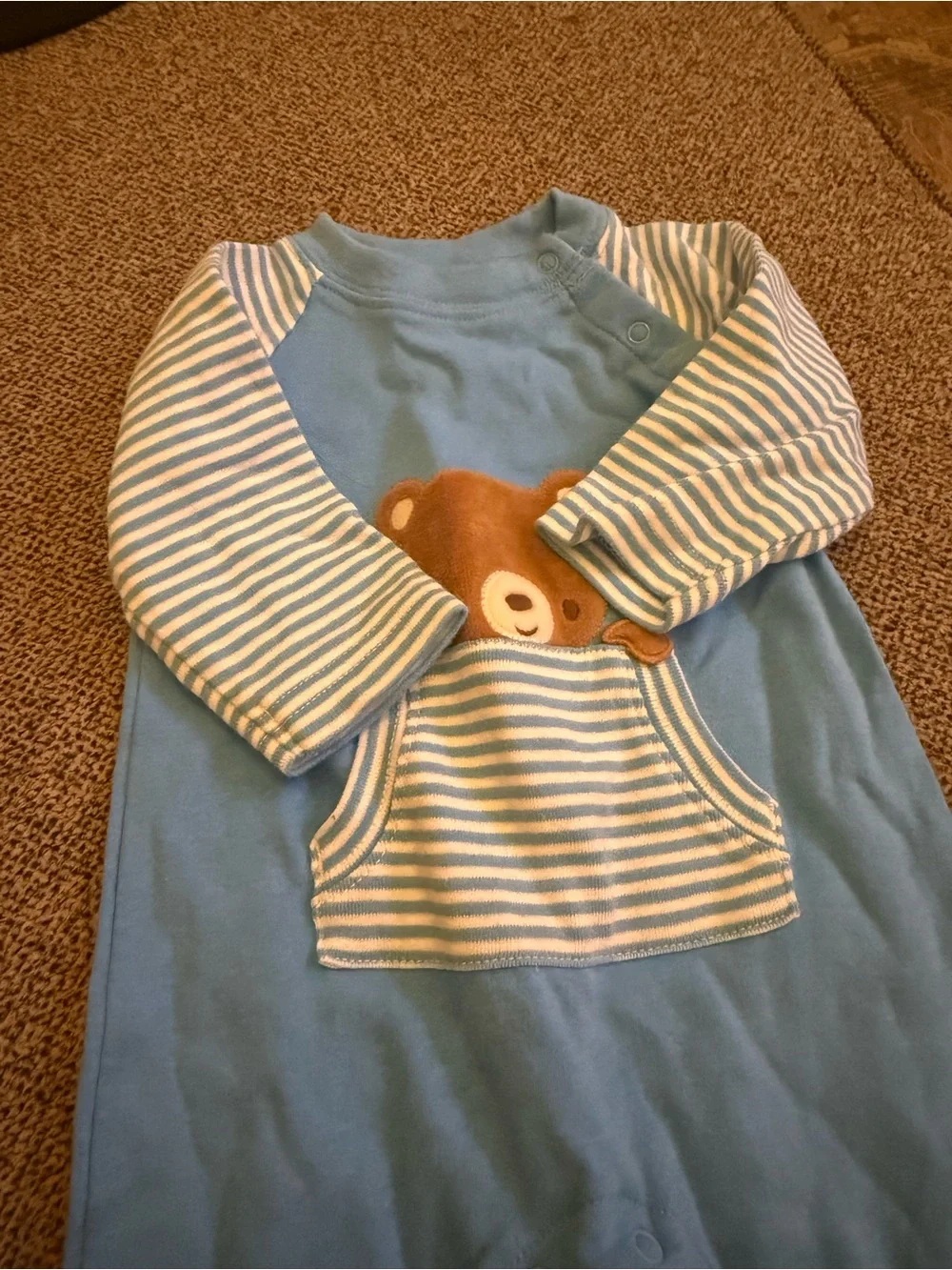 Gymboree Blue and White Bear Pocket One-Piece Bodysuit